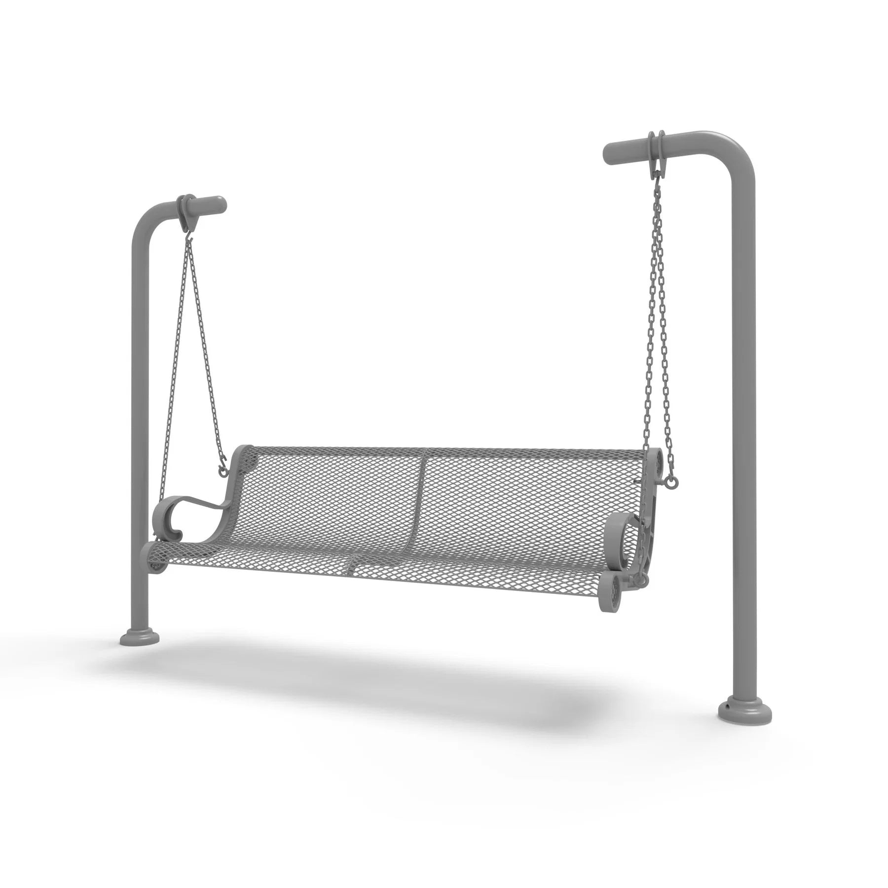 Gray Wabash Valley Estate Diamond Swing Bench, plastisol-coated steel seat on inground posts, outdoor swing for adults