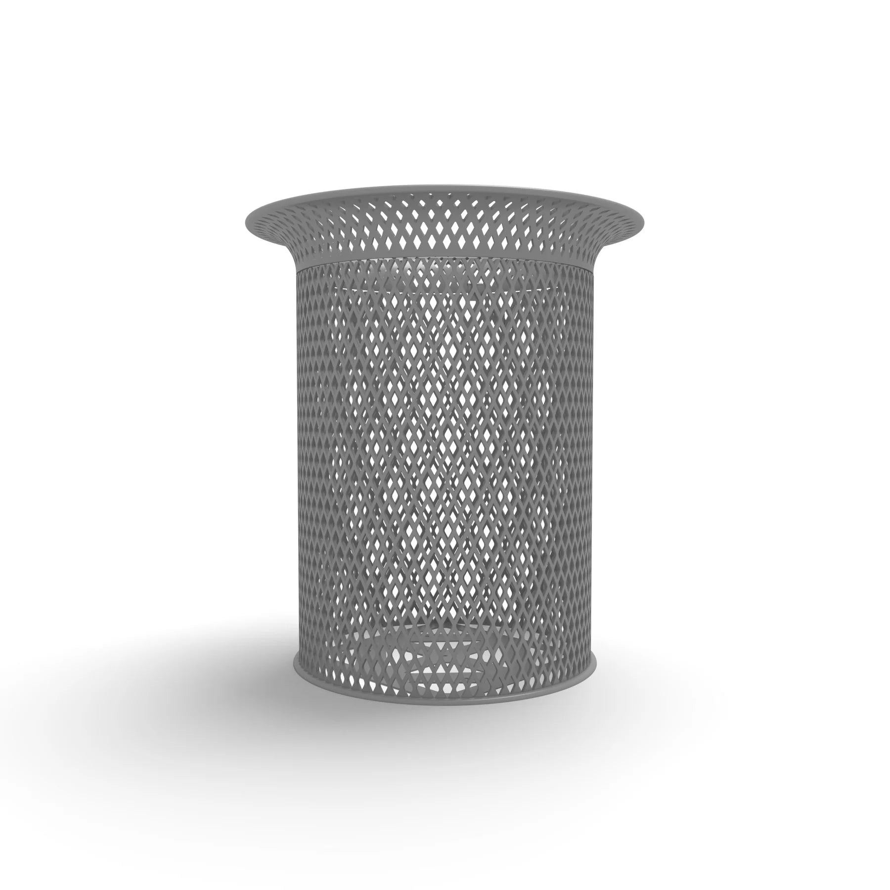 Gray Wabash Valley Flared Commercial Trash Receptacle, Diamond, plastisol coated steel with a flared top, model FR400D, gas station trash can