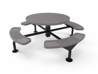 Gray MyTCoat Nexus Round Picnic Table 4 Seat Surface Mount Studio Image