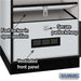 Gray Salsbury Designer Wooden Gear Locker Features Photo with ventilation, secure lock hasp, and Foot locker Open.