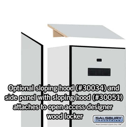 Gray Salsbury Designer Wooden Gear Locker Sloped Hood and Side Panel Example Image