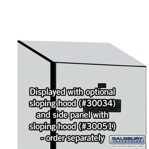 Gray Salsbury Designer Wooden Gear Locker Sloped Hood and Side Panel Installed Image