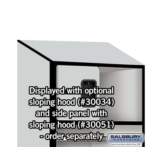 Gray Salsbury Designer Wooden Open Gear Locker Sloped Hood and Side Panel Installed Image