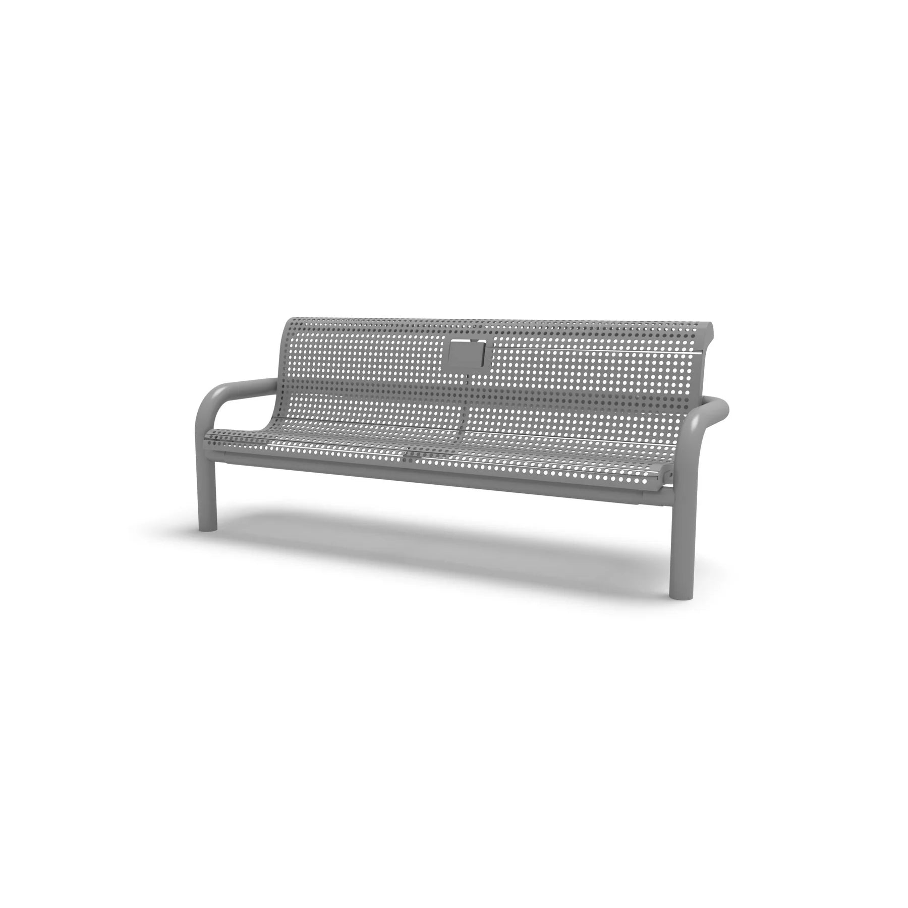 Gray Wabash Valley Contemporary Perforated steel Memorial Bench with Inground Mount studio image