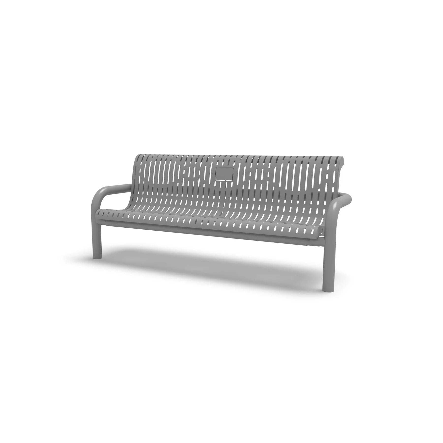 Gray Wabash Valley Contemporary Ribbed steel Memorial Bench with Inground Mount studio image