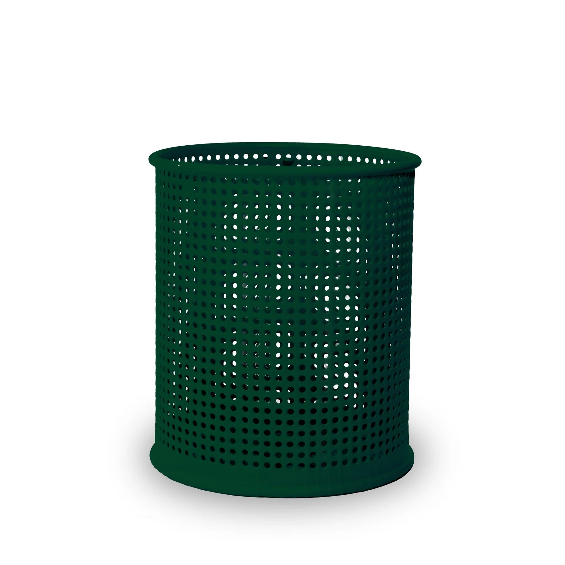 Green Wabash Valley 55 Gal. Commercial Trash Receptacle, perforated body, plastisol coated, model LR355P, 55 gallon trash can