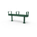 Green Wabash Valley Backless Transit Bench, 3 Armrests, 4 ft perforated steel seat on adjustable surface mount legs, model TR202P, bus stop bench