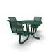 Green Wabash Valley Camino Round Dining Table, ADA Accessible, perforated plastisol top, three seats with backs, wheelchair side, surface mount, model CM230Q, outdoor round dining table