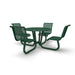 Green Wabash Valley Camino Round Dining Table, Standard, perforated plastisol top, four seats with backs, portable, model CM221Q, table with attached chairs