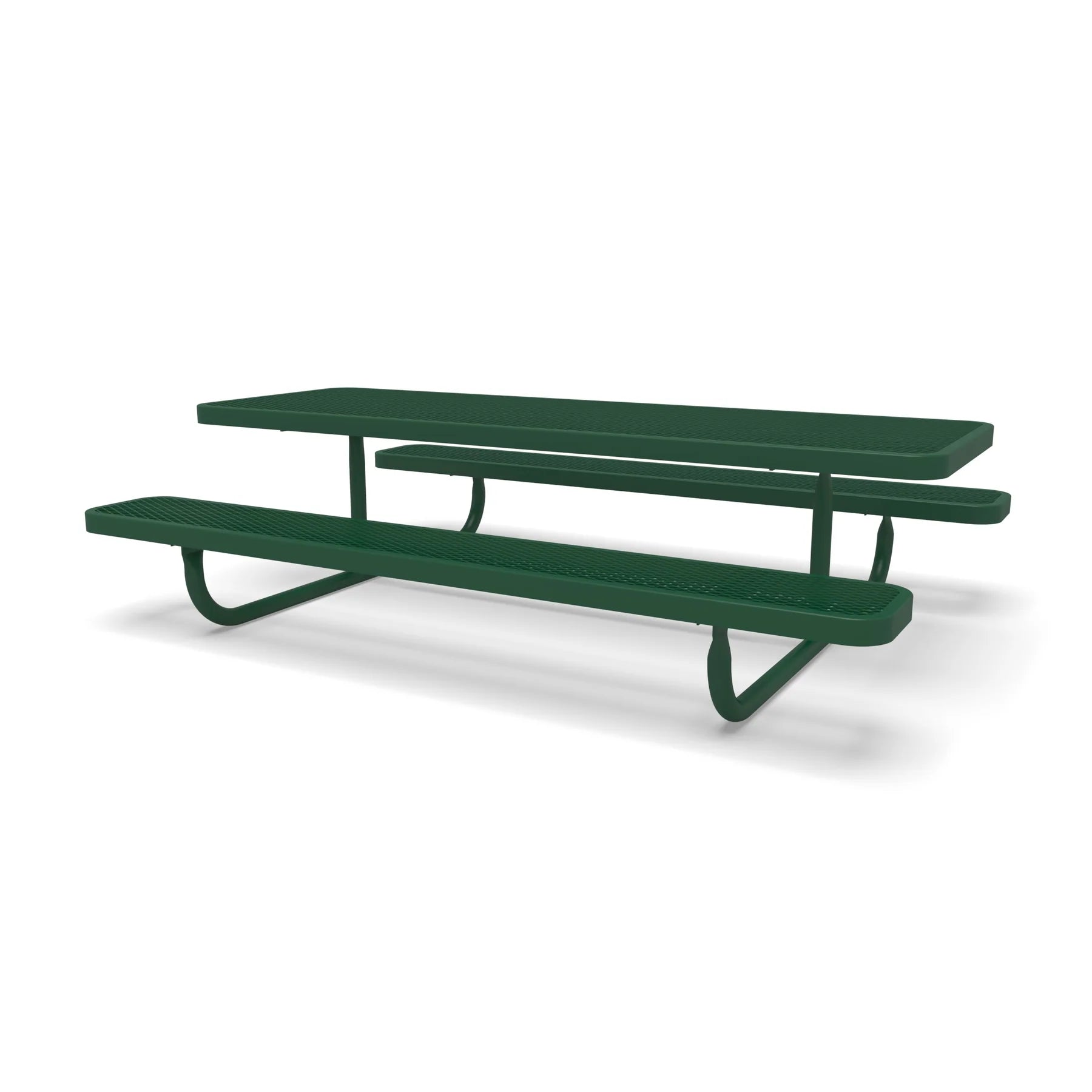 Green Wabash Valley Children's Signature Diamond Metal Portable Picnic Table in plastisol-coated steel, one of our kids outdoor picnic tables at preschool height