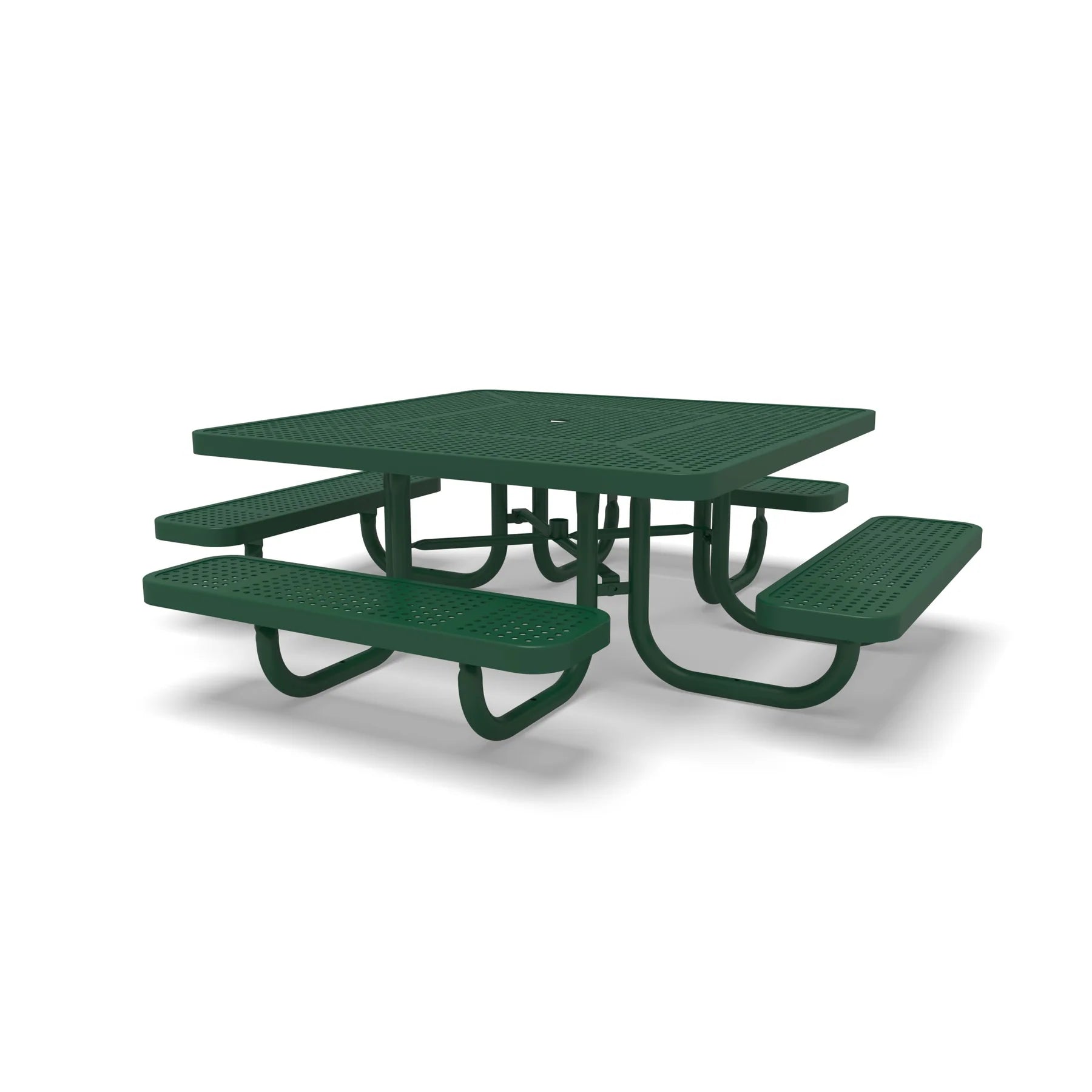 Green Wabash Valley Children's Signature Square Perforated Metal Portable Picnic Table in plastisol-coated steel, outdoor preschool furniture