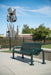 Green Wabash Valley Contemporary Perforated Steel Bench CN420P Surface Mount beside public art, contemporary park bench with perforated seat and back