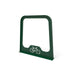 Angled view of a Green Wabash Valley Designer bike rack, bike rack design with rounded corners and an open centre cutout