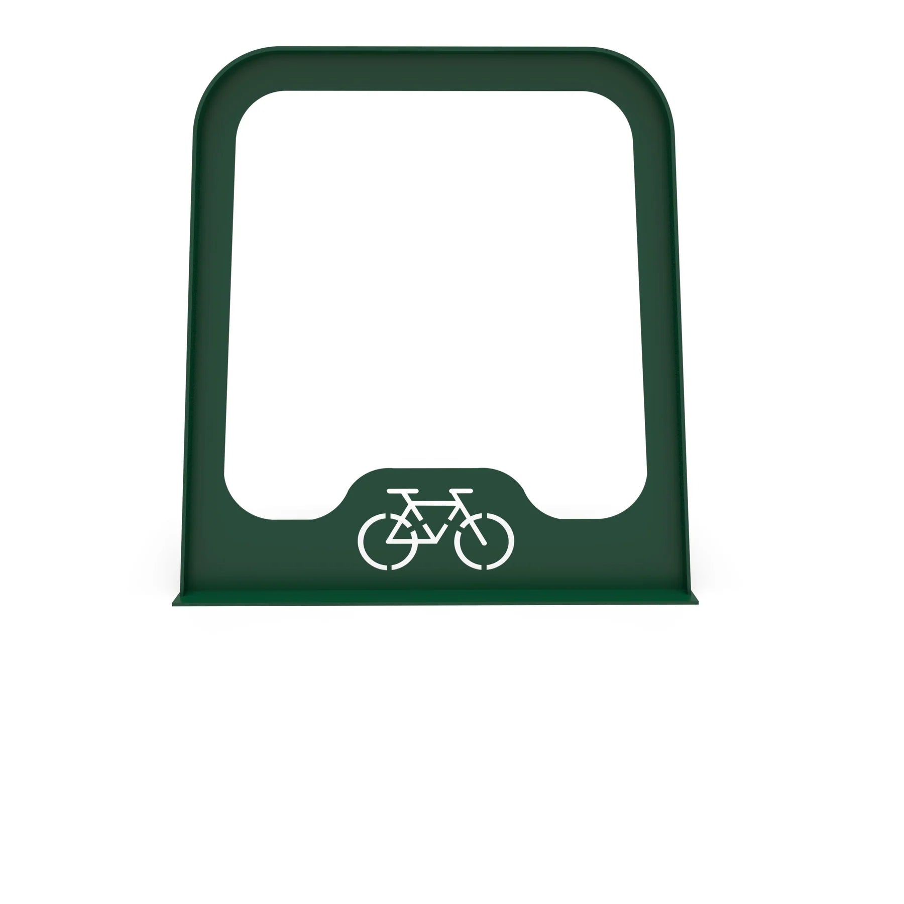 Green Wabash Valley Designer bike rack, modern bike rack formed from a single powder coated steel panel