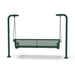 Green Wabash Valley Estate Diamond Swing Bench, back view, plastisol-coated steel seat on inground posts, metal swing bench