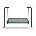 Green Wabash Valley Estate Diamond Swing Bench, front view, plastisol-coated steel seat on inground posts, heavy duty swing frame set in concrete