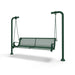 Green Wabash Valley Estate Diamond Swing Bench, plastisol-coated steel seat on inground posts, hanging bench swing on chains
