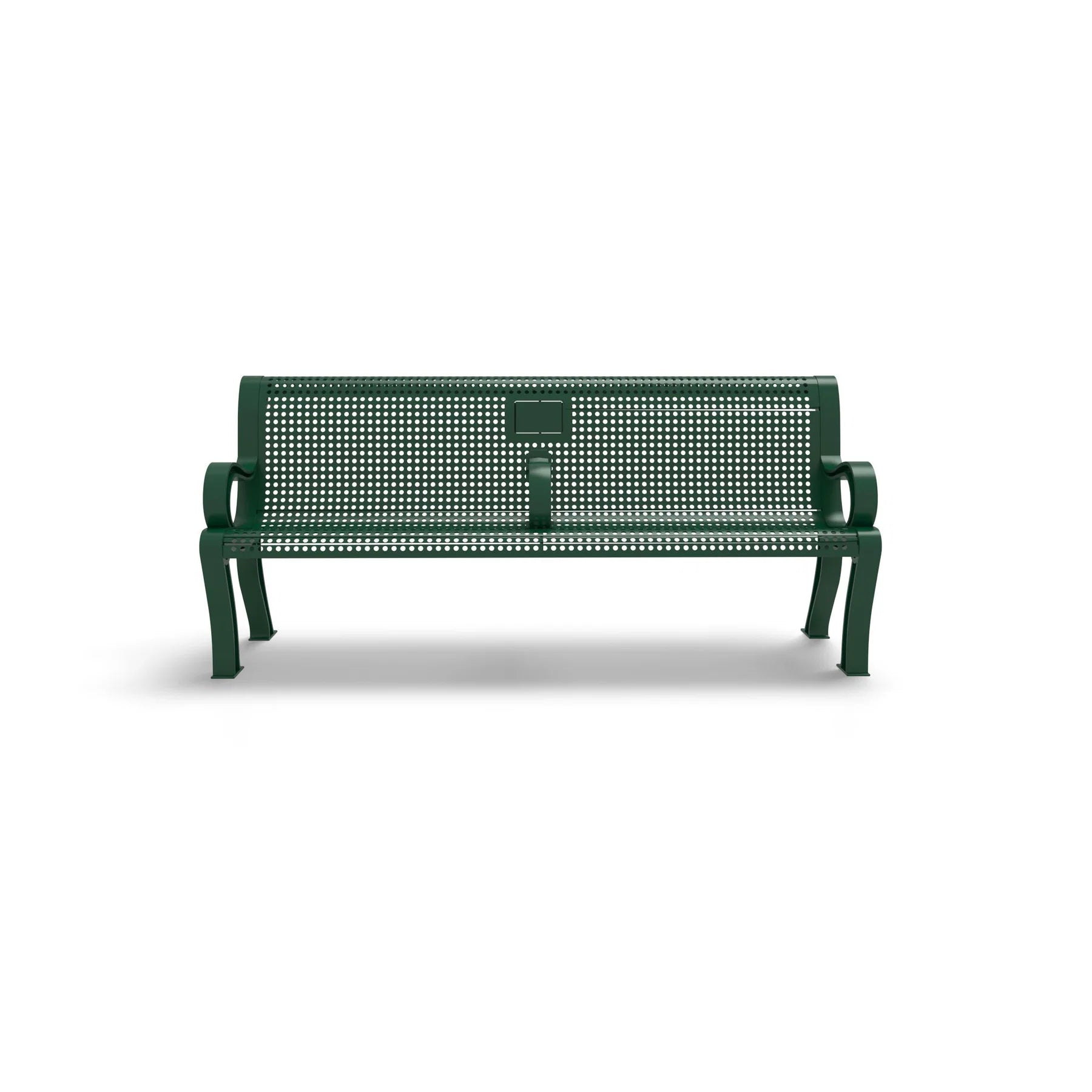Green Wabash Valley Estate Perforated Memorial Bench, commemorative bench for a park or campus