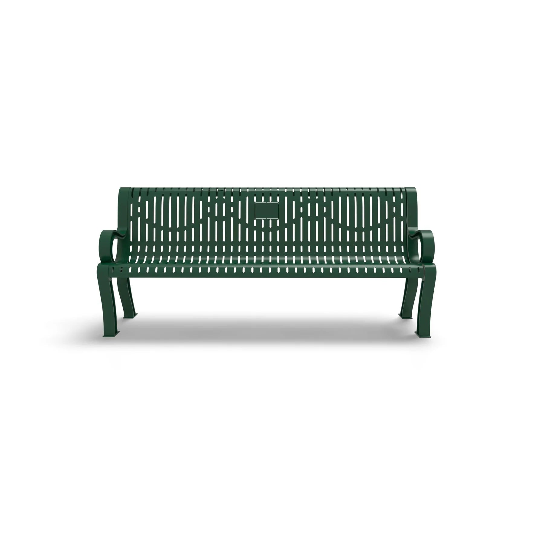 Green Wabash Valley Estate Ribbed Memorial Bench, memorial seating with arms on both ends