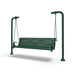 Green Wabash Valley Estate Ribbed Swing Bench, plastisol-coated steel seat on inground posts, garden swing bench
