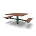 Green Wabash Valley Rinnova Square Picnic Table, 2 Seats + 2 Wheelchair Spaces, Inground, Cedar recycled plastic planks, picnic table with umbrella hole