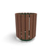 Green Wabash Valley Rinnova Trash Receptacle, Cedar Slats, recycled plastic planks on a green powder-coated steel frame, model RV300G, eco friendly trash can