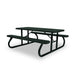 Green Wabash Valley Signature Portable Picnic Table, green top, seats and frame, 6' Standard, Perforated pattern, vinyl coated picnic tables