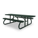 Green Wabash Valley Signature Portable Picnic Table, green top, seats and frame, 8' ADA Accessible, Perforated pattern, coated metal picnic table