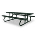 Green Wabash Valley Signature Portable Picnic Table, green top, seats and frame, 8' Standard, Perforated pattern, outdoor cafeteria tables
