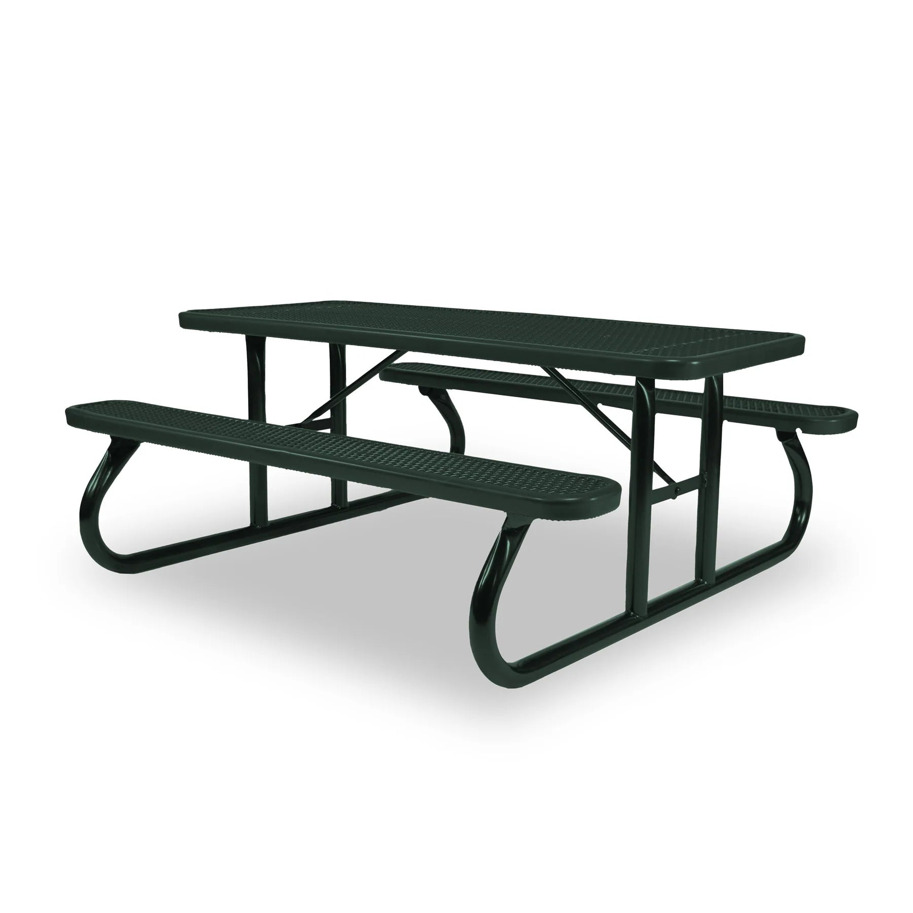 Green Wabash Valley Signature Portable Picnic Table, green top, seats and frame, Standard seating, Diamond pattern, outdoor lunch table