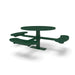 Green Wabash Valley Signature Round Pedestal Picnic Table, Diamond, Standard - ADA Accessible - Surface Mount, in plastisol-coated steel, model SG249D, round outdoor metal table