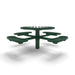 Green Wabash Valley Signature Round Pedestal Picnic Table, Diamond, Chessboard - 4 Seats - Inground, in plastisol-coated steel, model SP210D, park chess table