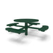 Green Wabash Valley Signature Round Pedestal Picnic Table, Diamond, Standard - 4 Seats - Inground, in plastisol-coated steel, model SG245D, commercial patio furniture