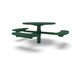 Green Wabash Valley Signature Round Pedestal Picnic Table, Perforated, Standard - ADA Accessible - Inground, in plastisol-coated steel, model SG250P, round outdoor metal table