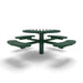 Green Wabash Valley Signature Round Pedestal Picnic Table, Perforated, Chessboard - 4 Seats - Inground, in plastisol-coated steel, model SP210P, outdoor chess board
