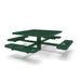 Green Wabash Valley Signature Square Pedestal Picnic Table, Diamond, Standard - 4 Seats - Inground - 46 Inch, in plastisol-coated steel, model SG230D, business patio furniture