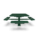 Green Wabash Valley Signature Square Pedestal Picnic Table, Diamond, Standard - 4 Seats - Surface Mount - 46 Inch, in plastisol-coated steel, model SG229D, square outdoor dining table