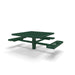 Green Wabash Valley Signature Square Pedestal Picnic Table, Diamond, Standard - ADA Accessible - Inground - 46 Inch, in plastisol-coated steel, model SG235D, business patio furniture