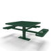 Green Wabash Valley Signature Square Pedestal Picnic Table, Diamond, Standard - ADA Accessible - Surface Mount - 46 Inch, in plastisol-coated steel, model SG234D, square outdoor dining table