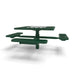 Green Wabash Valley Signature Square Pedestal Picnic Table, Diamond, Chessboard - ADA Accessible - Inground - 46 Inch, in plastisol-coated steel, model SP230D, outdoor checkers table