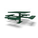 Green Wabash Valley Signature Square Pedestal Picnic Table, Perforated, Standard - 4 Seats - Surface Mount - 46 Inch, in plastisol-coated steel, model SG229P, square metal patio table