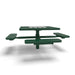 Green Wabash Valley Signature Square Pedestal Picnic Table, Perforated, Chessboard - ADA Accessible - Inground - 46 Inch, in plastisol-coated steel, model SP230P, outdoor checkers table