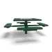 Green Wabash Valley Signature Square Pedestal Picnic Table, Perforated, Chessboard - 4 Seats - Inground - 46 Inch, in plastisol-coated steel, model SP225P, outdoor checkers table