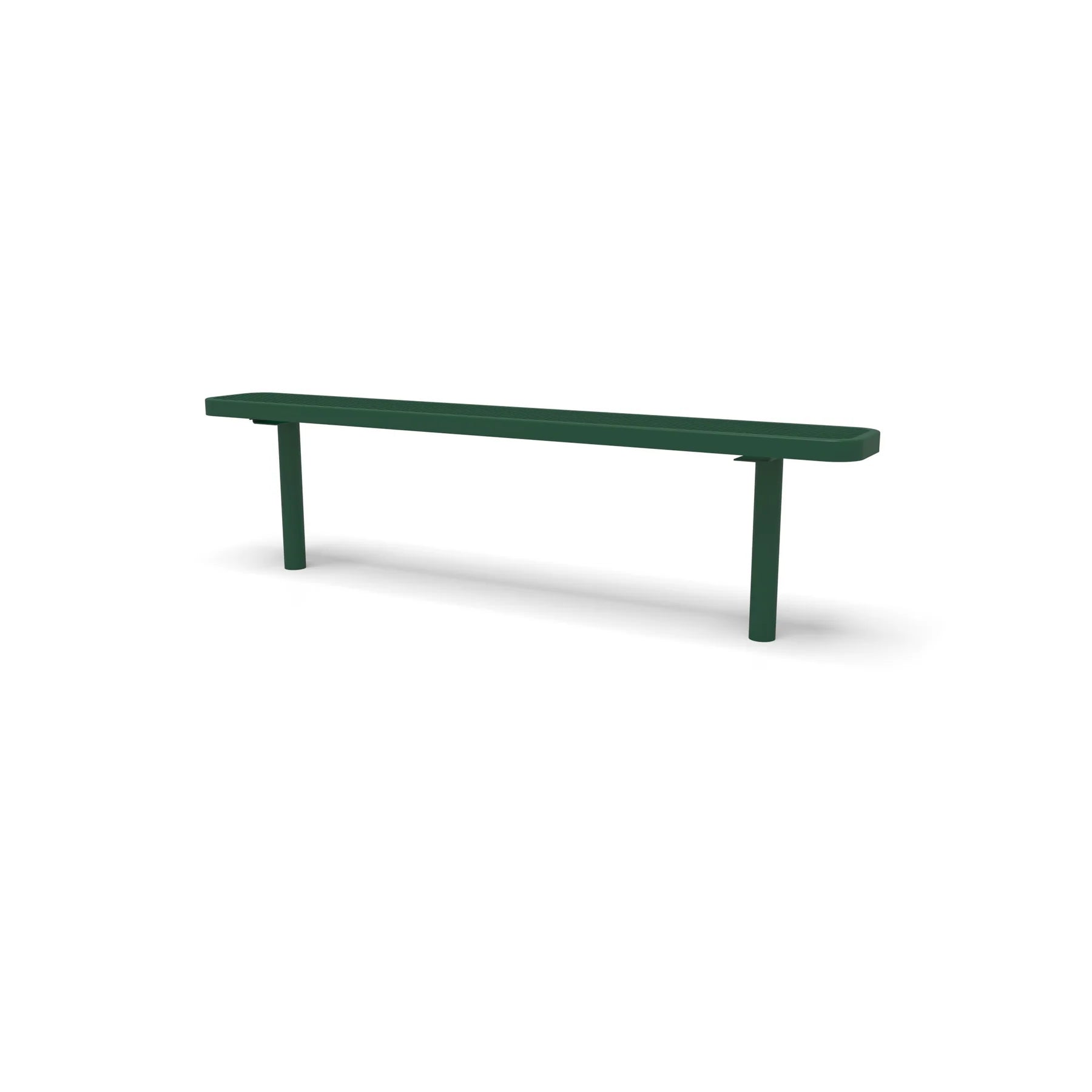 Green Wabash Valley Signature Steel Backless Bench, Diamond, 6' Inground posts, solid green, plastisol-coated steel, outdoor seating bench