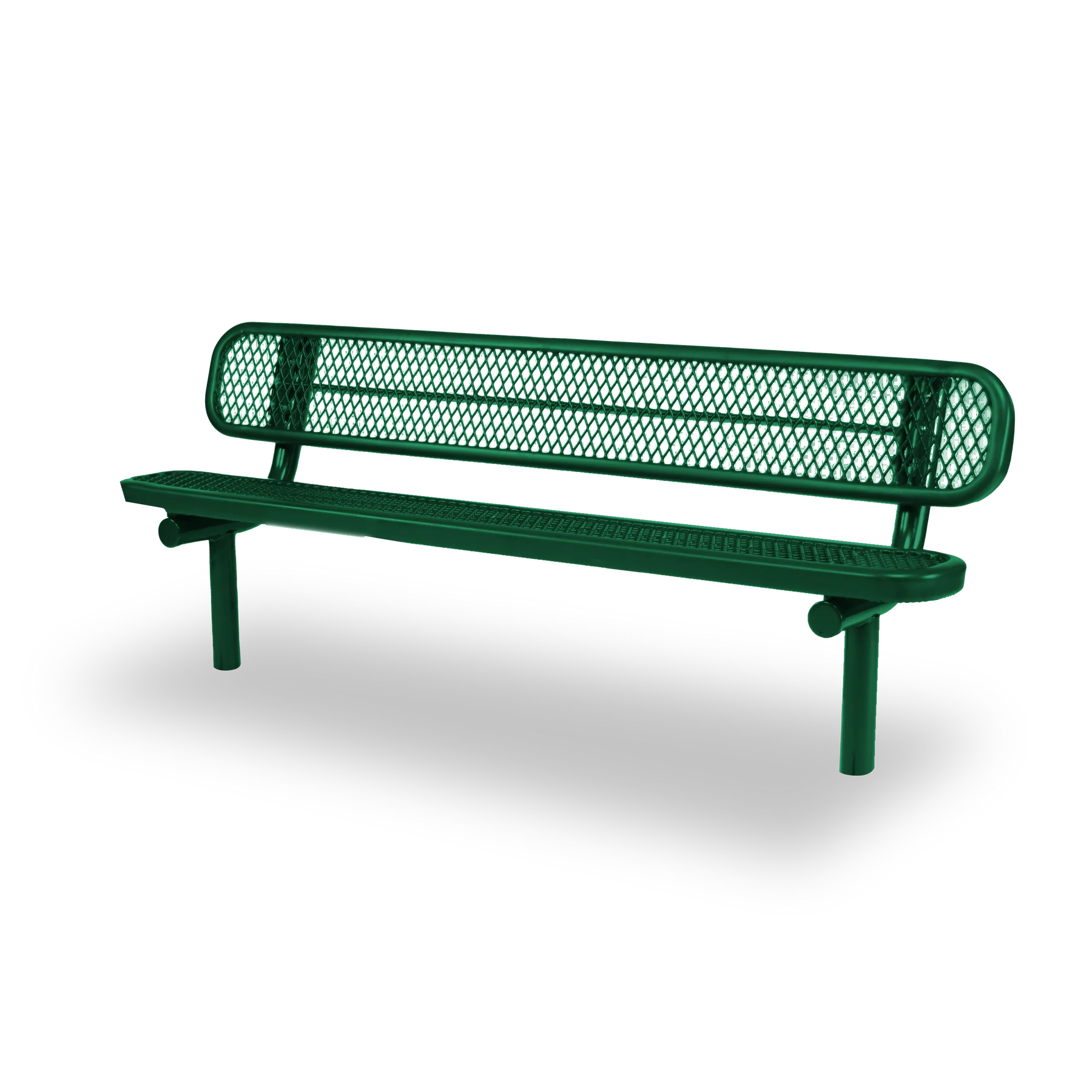 Green Wabash Valley Signature Steel Bench, Diamond seat and back, Inground legs, inground bench