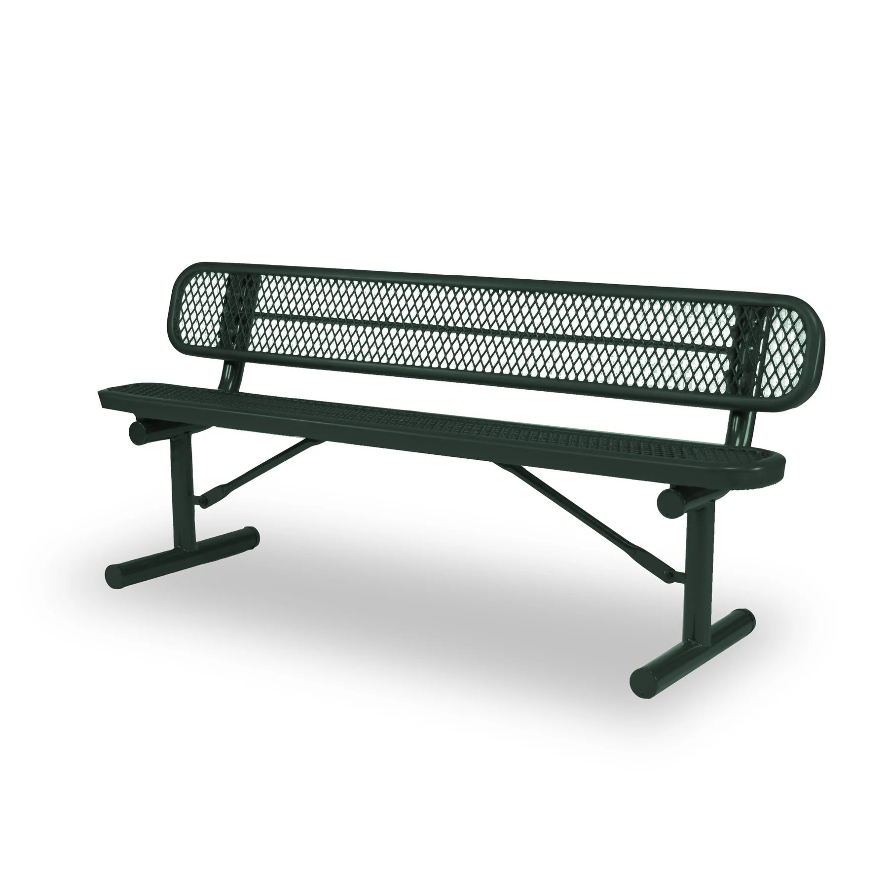 Green Wabash Valley Signature Steel Bench, Diamond seat and back, portable frame with braces, portable bench