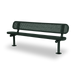 Green Wabash Valley Signature Steel Bench, Perforated seat and back, Surface Mount base plates, perforated metal bench