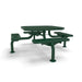 Green Wabash Valley Spyder Octagon 46 inch Picnic Table, Diamond plastisol coated steel, 4 attached seats, model SY125D, octagon shaped table
