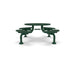Green Wabash Valley Spyder Round Picnic Table, Diamond plastisol coated steel, 4 attached seats, model SY110D, 46 inch round table