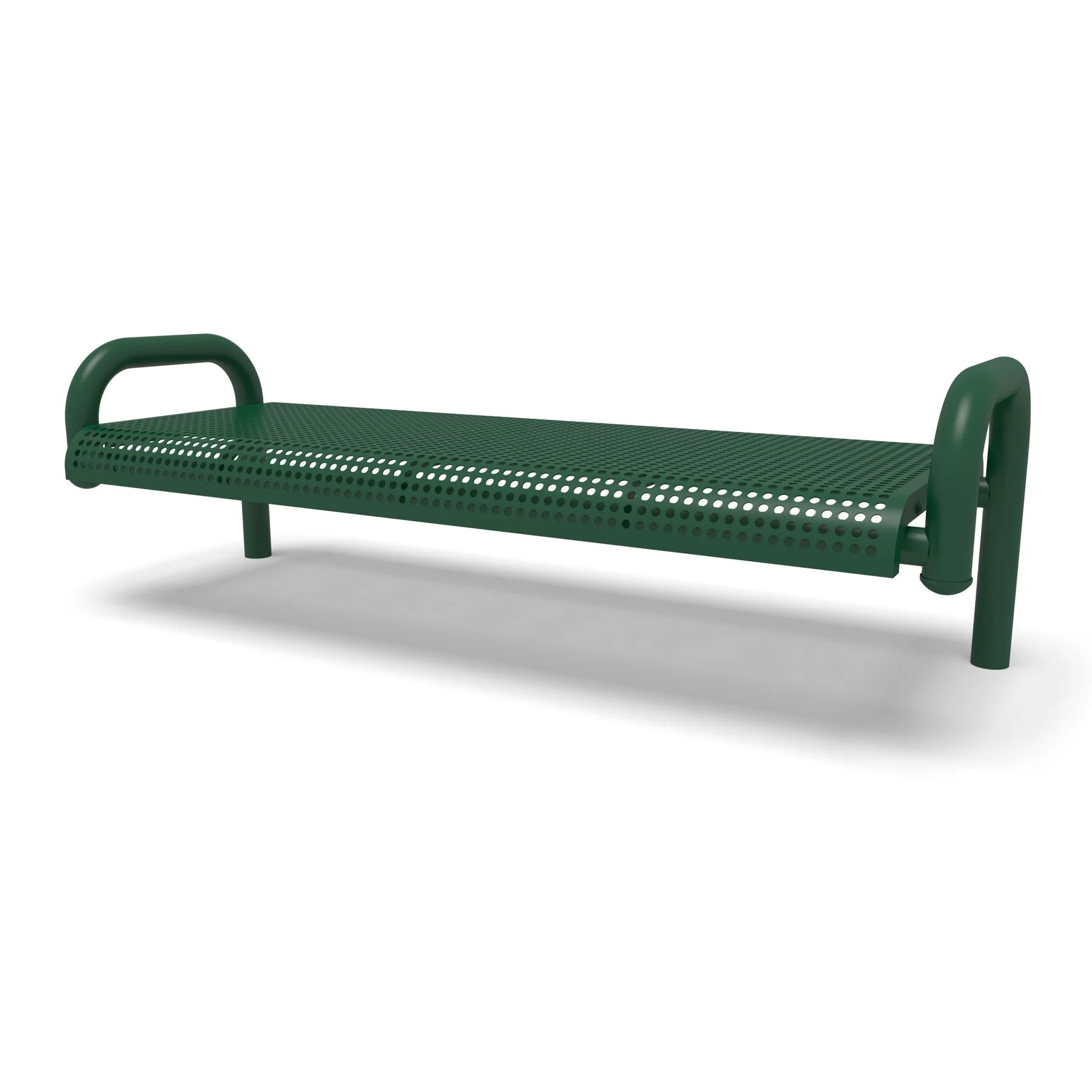 Green Wabash Valley Contemporary Perforated Steel Backless Bench with Inground Mount Studio Image